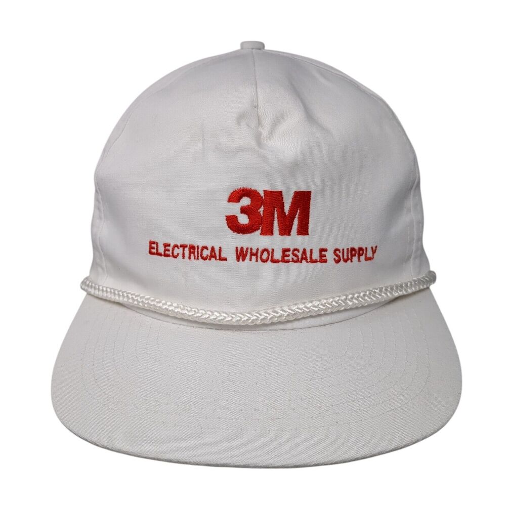 3M Electrical Wholesale Supply Slideback Hat White One Size Adjustable Rope LA